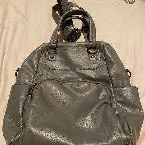 Grey backpack, purse, convertible with long straps